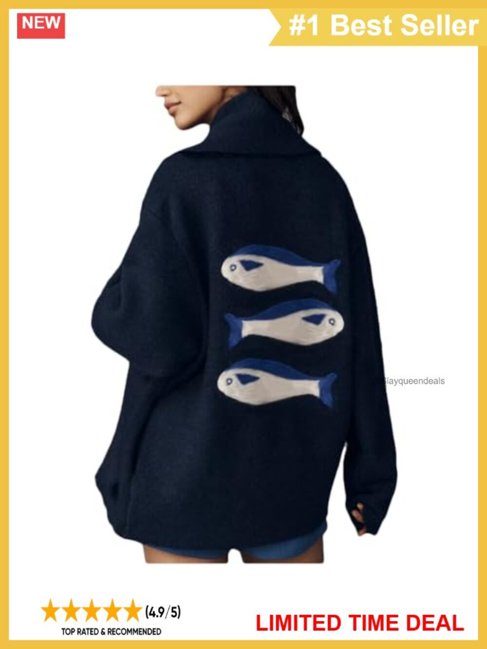 Graphic Knit Cardigan Long Sleeve Button Down Chunky Sweater